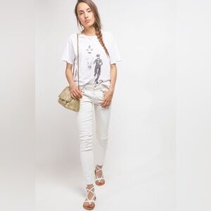 R13 Boy Skinny Designer White Low Mid Rise Slim Stretch Ankle Jeans Women's 25